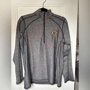 Boston bruins NHL Heathered Gray quarterzip Pullover